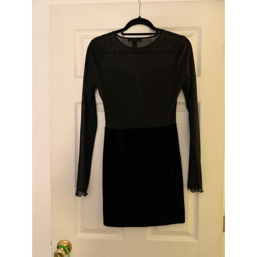 Sheer and Velvet Little Black Dress By Express Size Large - Picture 2 of 7